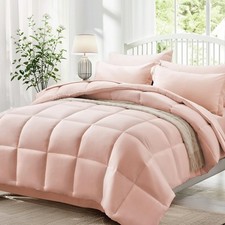 Queen Comforter Set 7 Piece, Pink Bed in a Bag with Comforters, Pillow Shams,...
