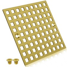 3-7/8" Brushed Gold Shower Drain Cover - Square Floor