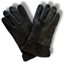 Mens Black Classic Lightweight Leather Gloves Driving - MEDIUM LARGE M/L B-2