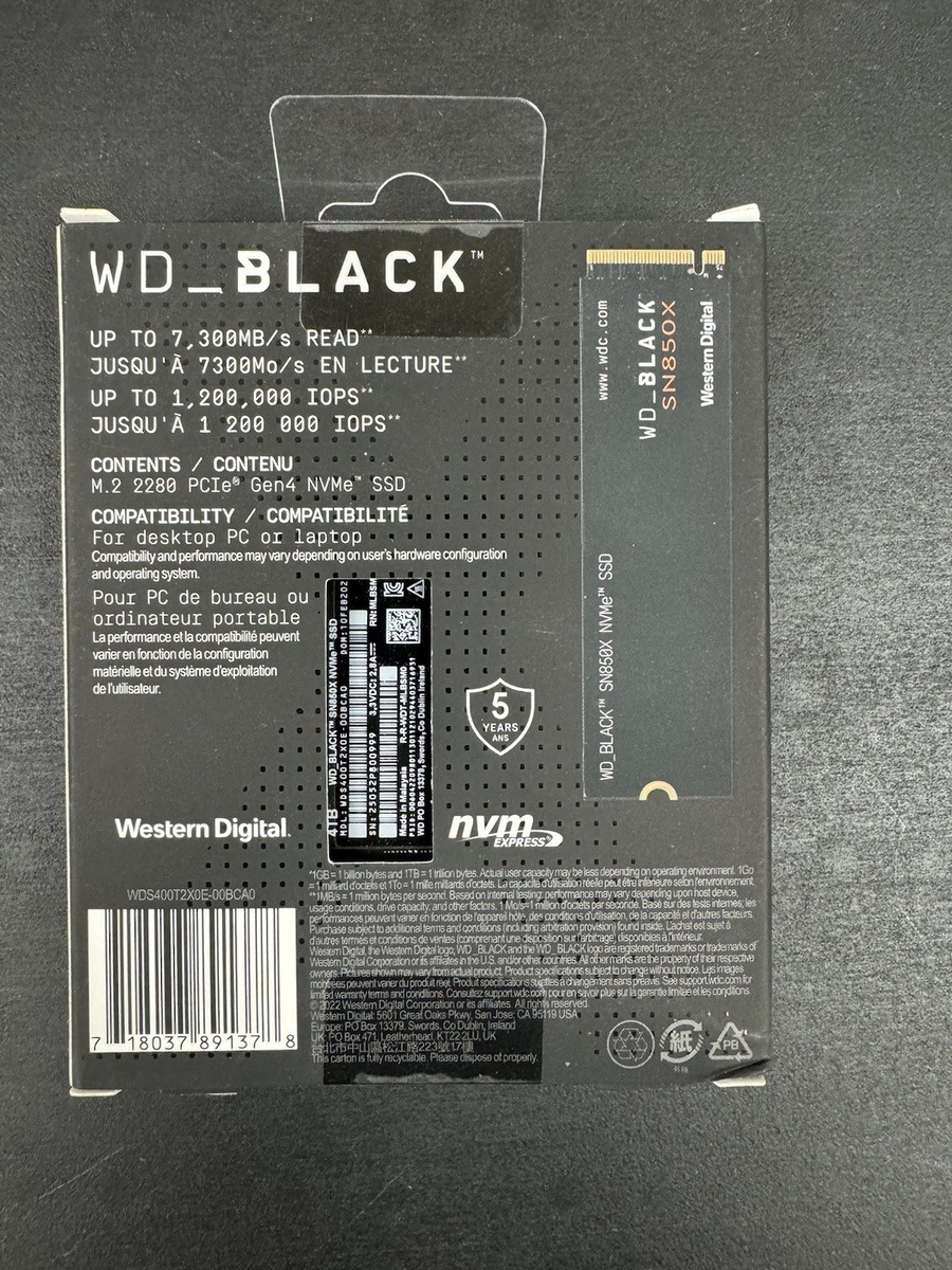 Western Digital WD_BLACK SN850X 4TB NVMe Internal SSD