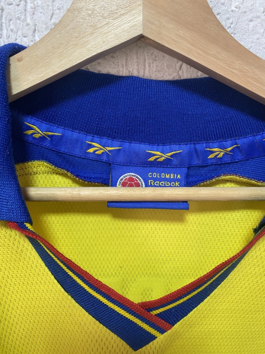Colombia 1998 2000 Reebok Home Soccer Jersey Men's Sz S Valderrama