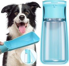 Portable Dog Water Bottle Dispenser Leak Proof  Foldable Travel BLUE