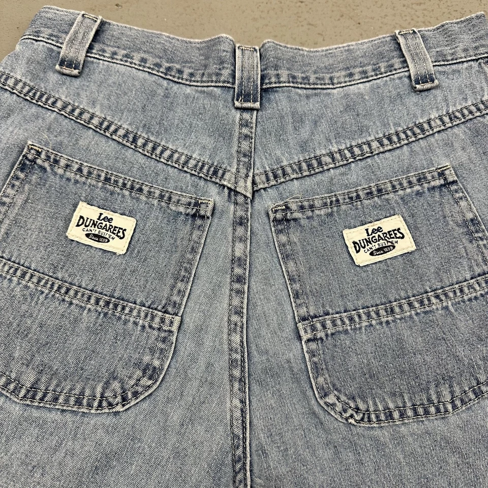 Shorts carpinteiro vintage Lee Dungarees masculino lavagem leve denim utilitário de carga Y2K - Imagem 2 de 4