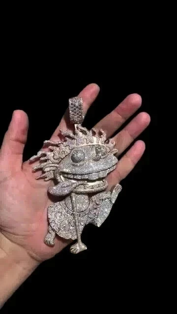 Men's 4Ct Round Cut Moissanite Cartoon Pendant 14K Yellow Gold Plated Silver - Image 3 of 4