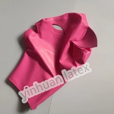 Latex Hood Pink Cat Ear Rubber Mask Back Zip Halloween Cosply Costume