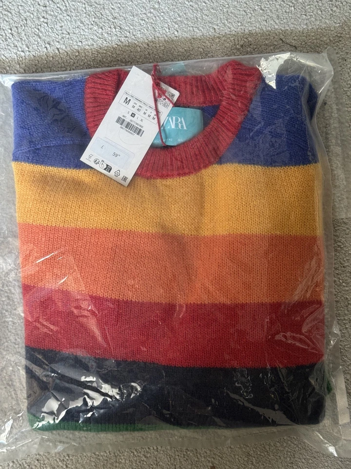 Harry Lambert X Zara Sz M rare Unisex Rainbow stripe jumper Pride new with tags - Image 4 of 4