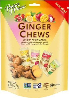 Prince of Peace Ginger Chews Assorted Flavors - 8oz Candy Pack