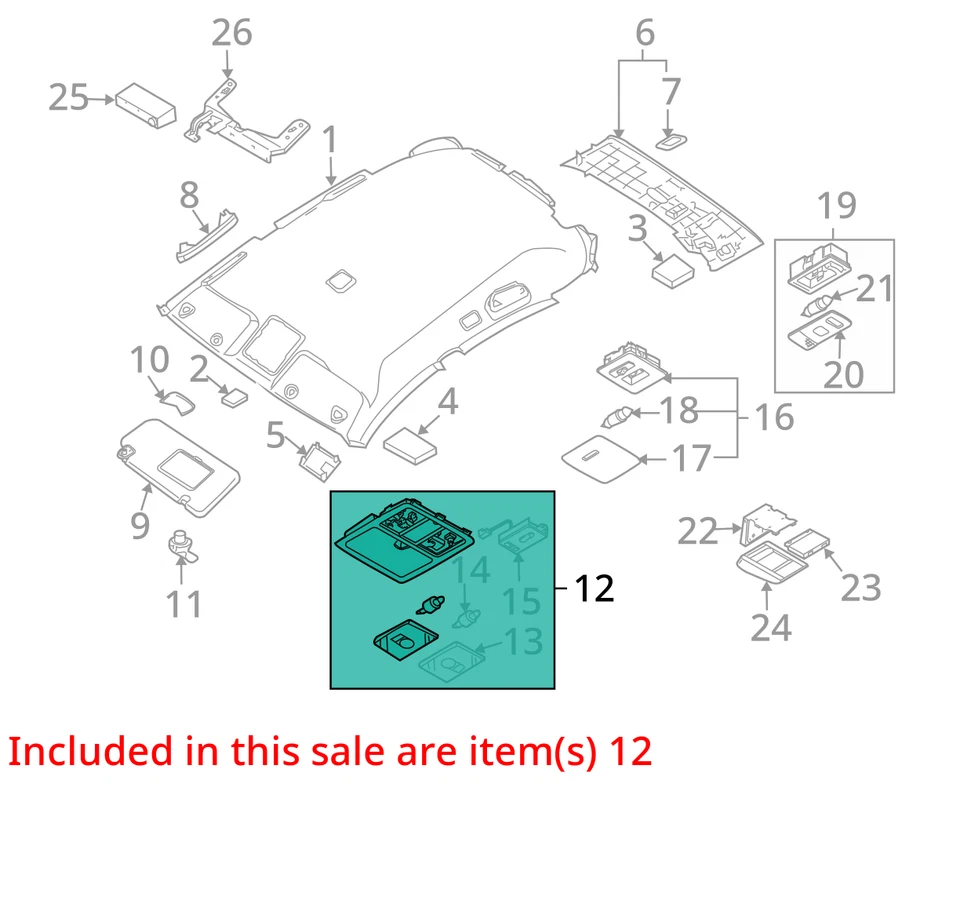 Infiniti Fx35 2003-2005 techo superior consola interior domo luz ENZI1 Foto 3 de 4