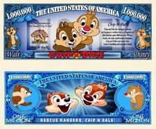 50 Pack Chip n Dale Disney Dollar Bills Collectible 1 Million Novelty Money