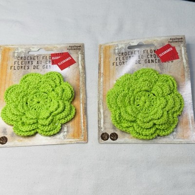 2 Green Simplicity Crochet Flower Applique