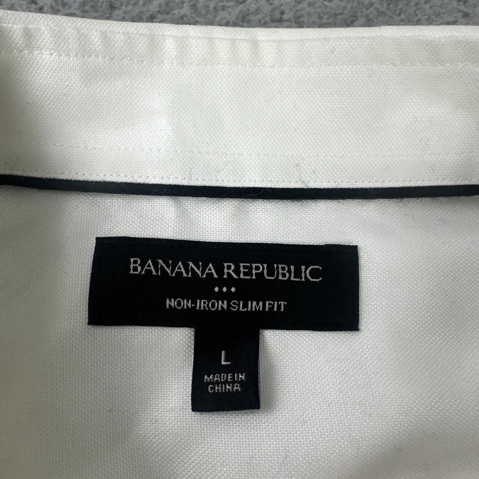 Banana Republic Non-Iron Slim Fit Dress Shirt Men Large 16-16.5 34-35 White - Image 2 of 4