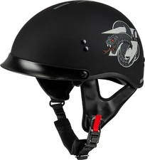 GMAX HH-65 Drk1 Motorcycle Half Helmet w/Peak Matte Black/Gray