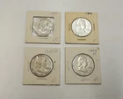 1950s Lot 4 Franklin Half Dollar 50 Cent Coins .900 Silver United States USA