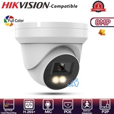 Hikvision Compatible ColorVu Turret 8MP 4K Security POE IP Camera Factory Direct
