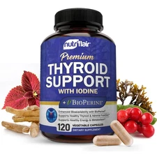 Thyroid Support Complex, 120 Capsules - with Iodine, Black Pepper, Ashwagandh...