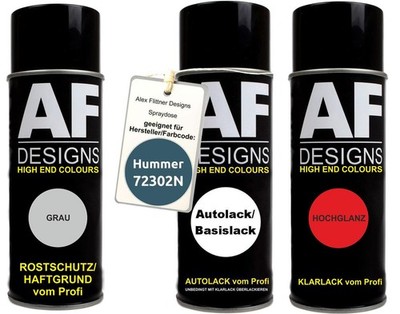 Spraydose Set für Hummer 72302N Bluestone Metallic Autolack Klarlack Grundierung