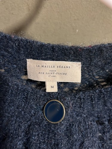 Sezane Mario Wool Kid Mohair Cardigan Dark Green Medium - Picture 7 of 16