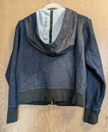True Religion Hoodie Jacket Girls Navy Blue w Gold Glitter Full Zip Size L - Picture 2 of 9