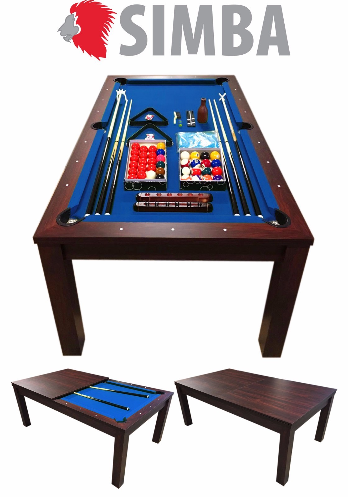 TAVOLO DA BILIARDO + ACCESSORI PER CARAMBOLA COPERTURA INCLUSA BLUE SKY 7 FT