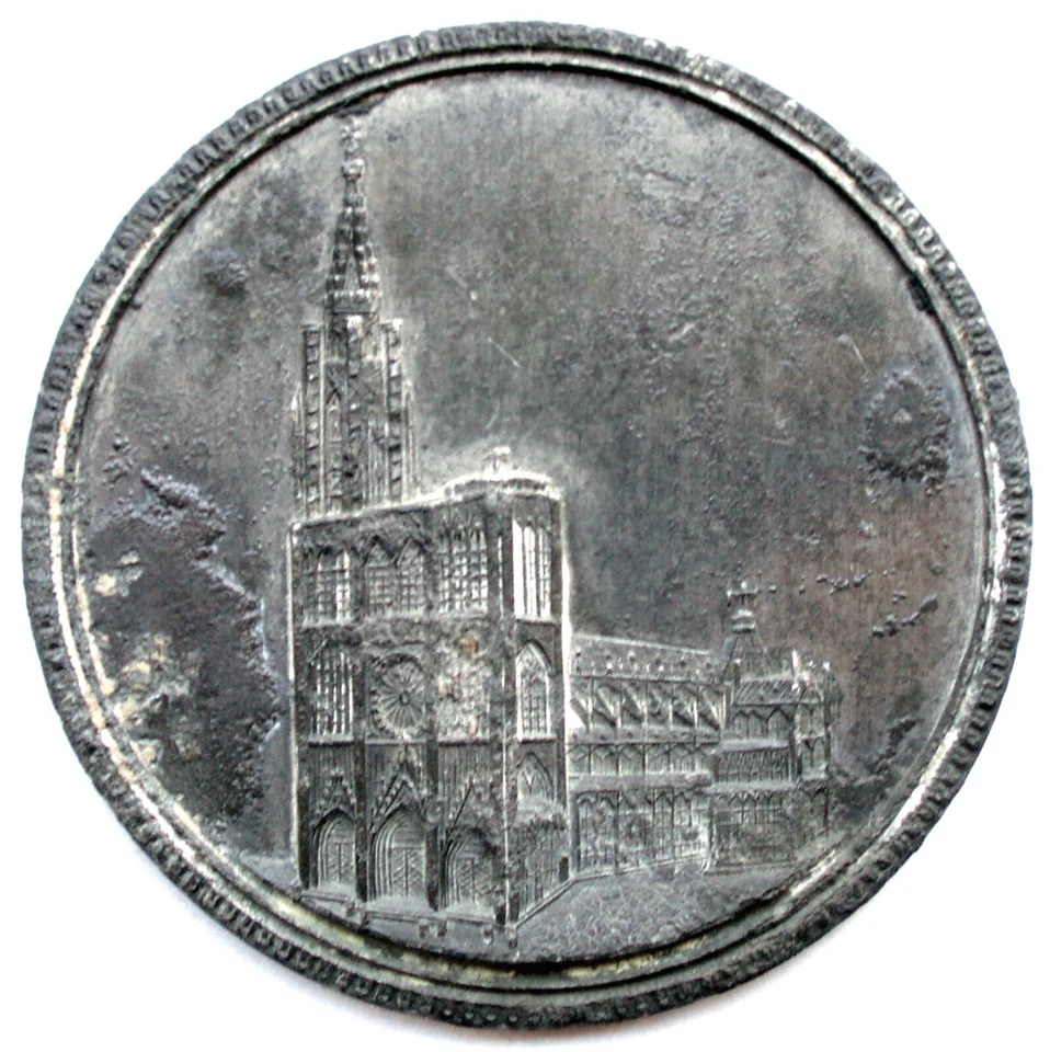 FRANCE STRASBOURG LA NEF 800 YEARS CATHEDRALE 1815 Medal 54.3mm 31.5g Tin. KK3.2 - Image 3 of 4