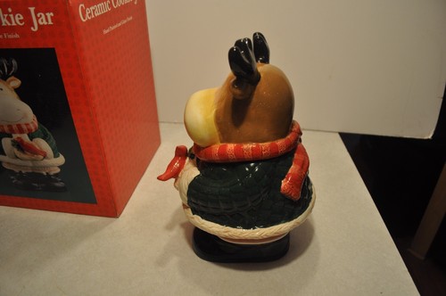 Christmas Reindeer/Moose With Cardinal Cookie Jar Royal Seasons Ceramic 10 1/2” - Picture 4 of 10