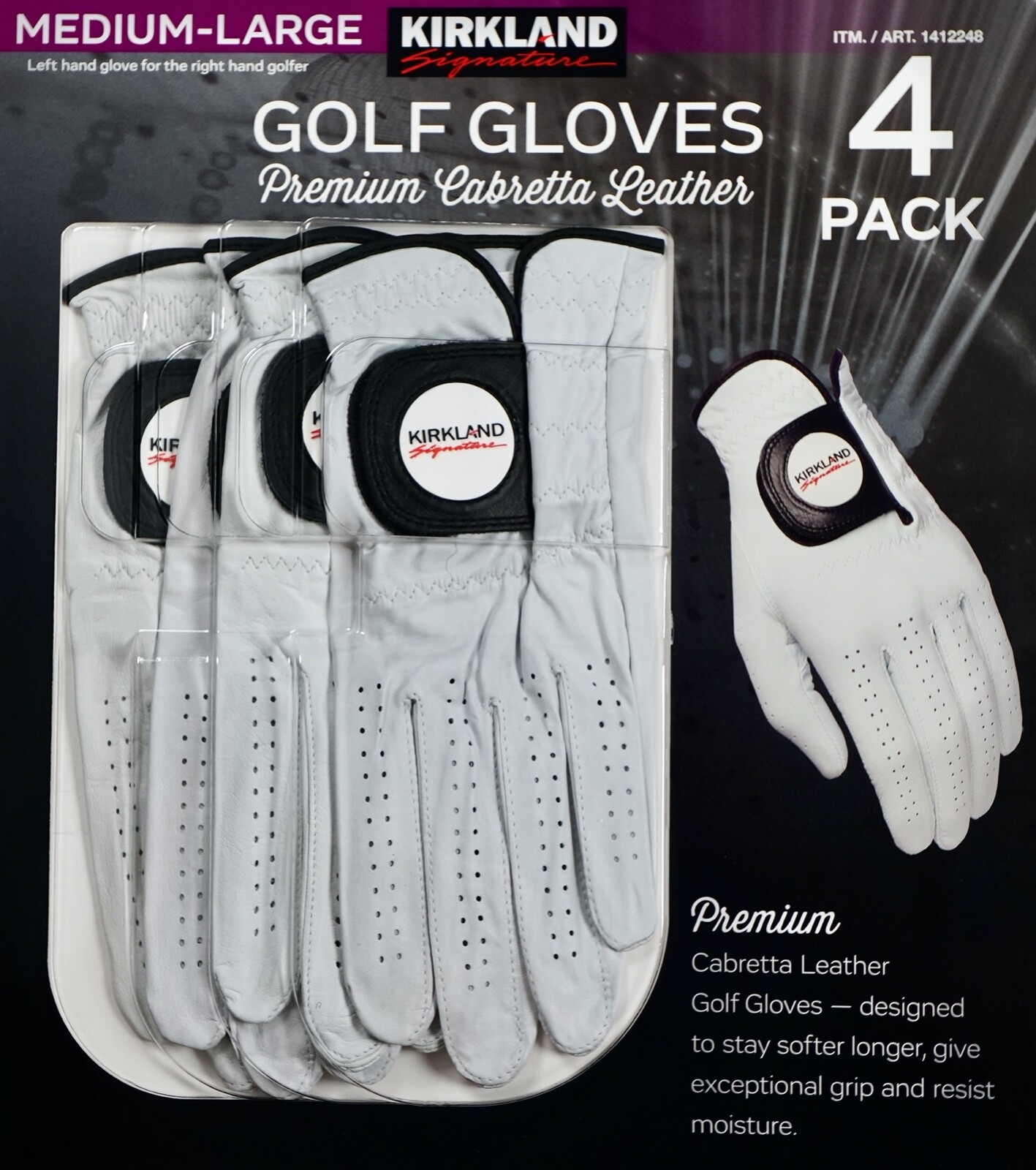 Kirkland Signature Golf Gloves Premium Cabretta Leather, 4 Pack eBay