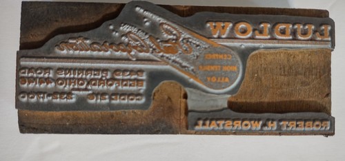 Bloque de impresión de prensa de cartas vintage Ludlow Steel Corporation Robert Worstall - Imagen 1 de 10