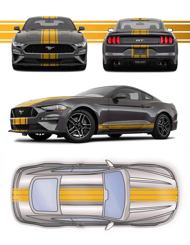 GT Dual 5" Racing Stripes w/pins Self Healing Vinyl fits Ford Mustang 2015 to 23 - Picture 2 of 16