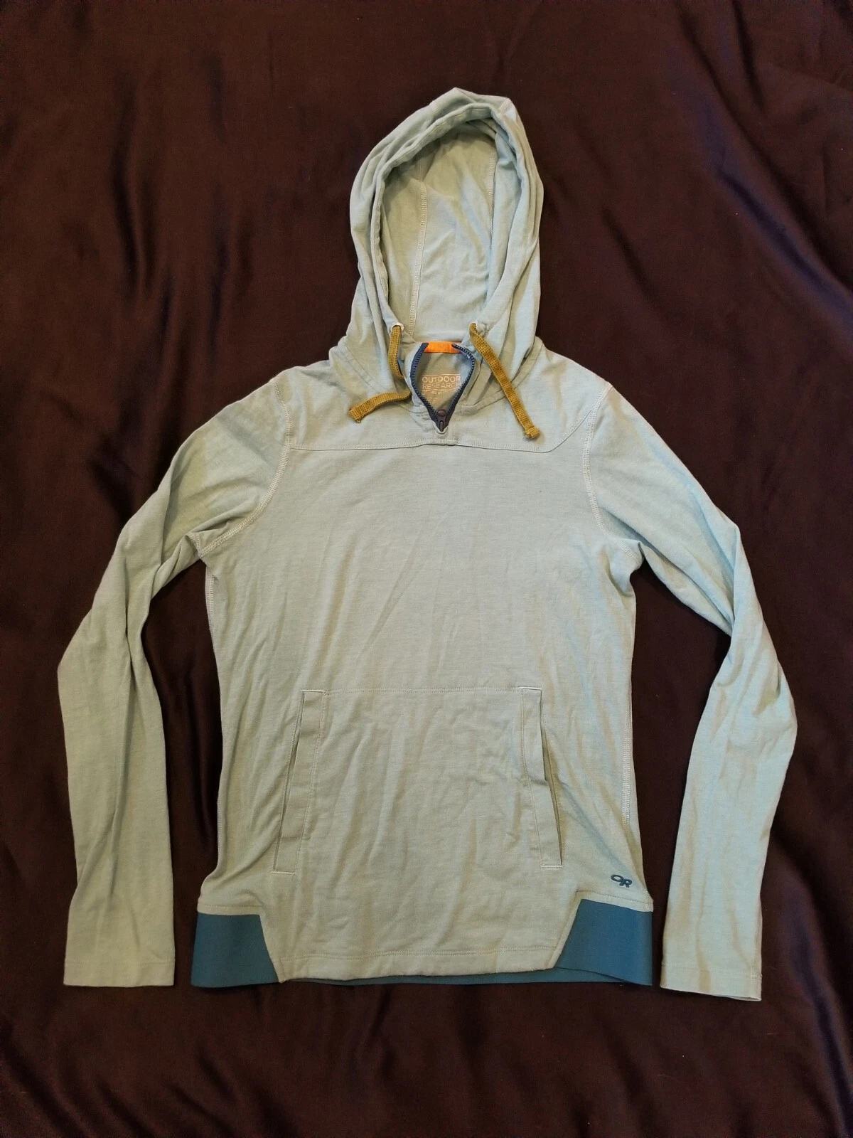 Outdoor Research Womens Red Rock Hoody Shirt Blue Teal Lightweight PullOver XS