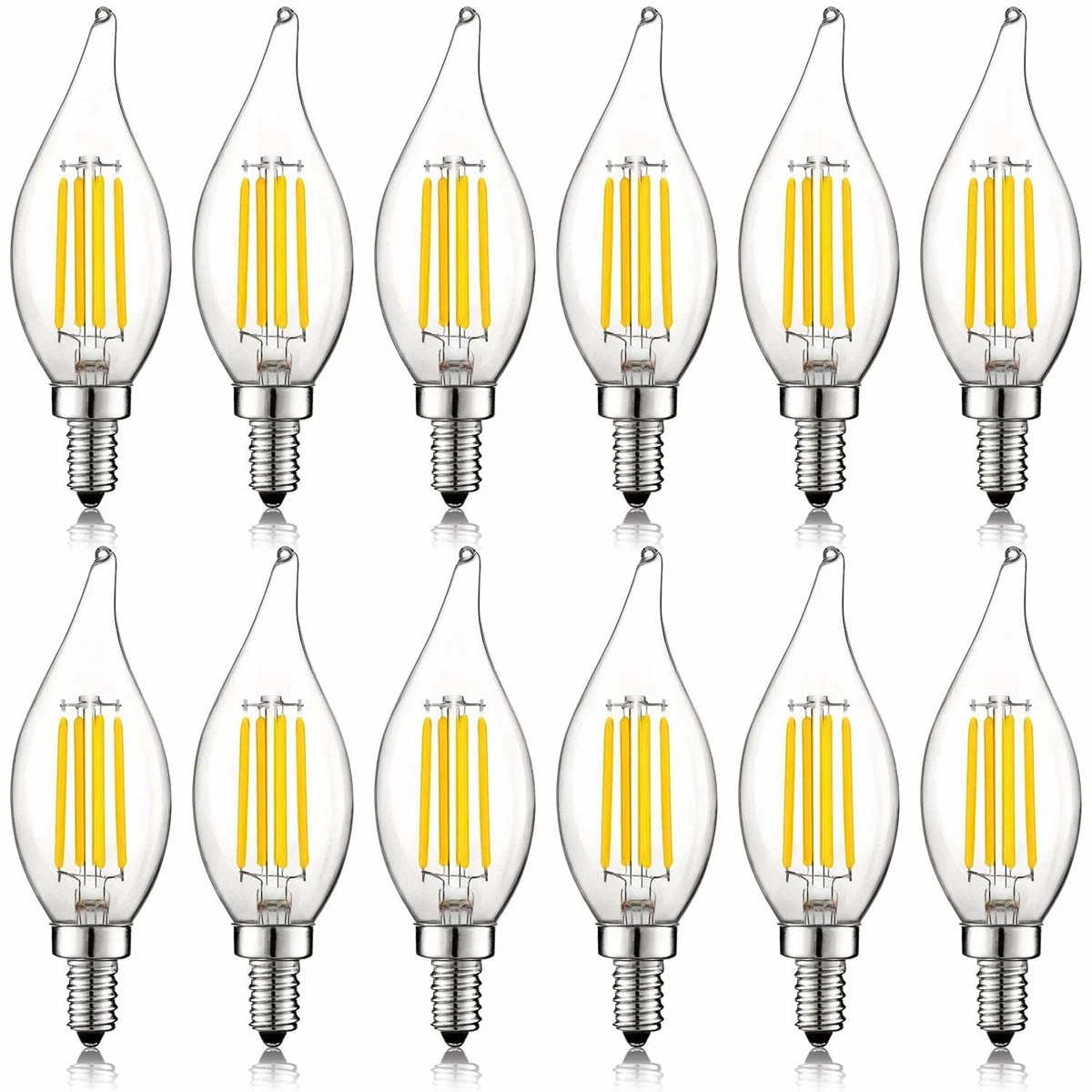 12 Pack Luxrite E12 LED Bulb 60W Equivalent 3000K 550lm Dimmable Candelabra Bulb