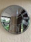New Gorgeous Round Silver Sparkle Glitter Mirrored Wall Clock Roman Number-35cm