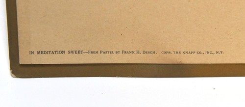 VINTAGE FRANK DESCH IN MEDITATION SWEET PRINT FROM PASTEL 1920'S 16 3/4 X 10 1/4 - Picture 3 of 4