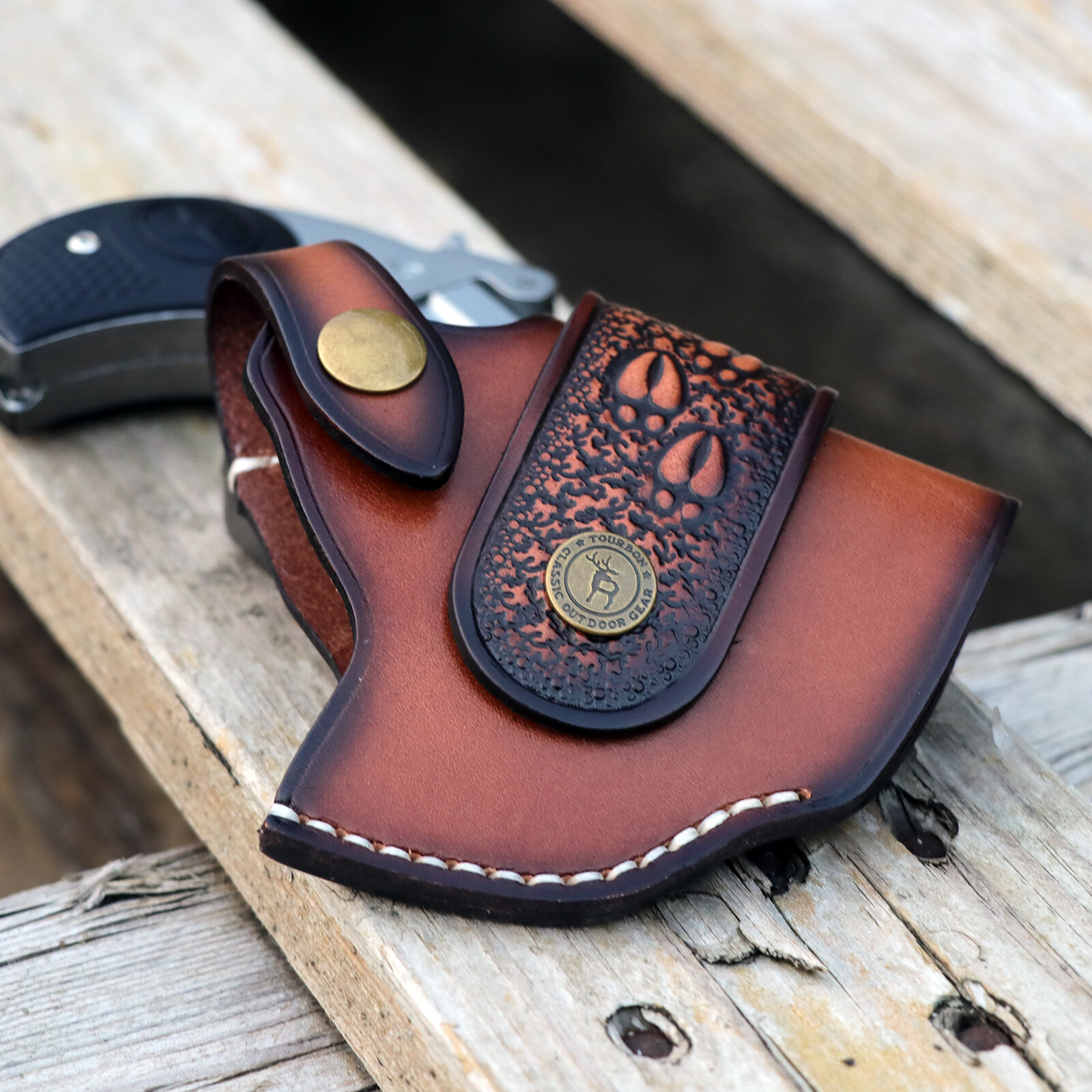 TOURBON Leather Handgun Holster Belt Bond Arms Derringer Barrel Case(Need Trim)