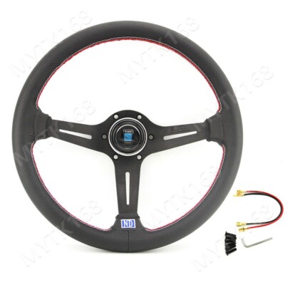 未使用NARDI / STEERING 14inch / 340mm NARDI 340mm 14' Perforated Leather Mid-deep 60mm2.6' Racing Sport