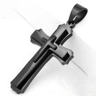 Men's Stainless Steel Black Cross 68mm Charm Pendant Unisex + Box