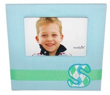 Mud Pie Initial Baby Boy Blue Initial Fabric Photo Frame, Letter S