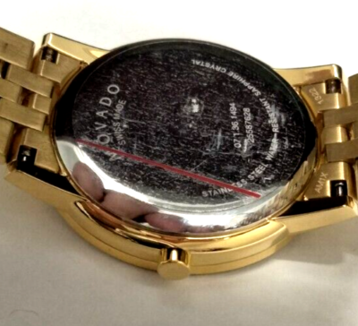 Movado Swiss Made Black dial Gold tone 07.1.36.1494 concave