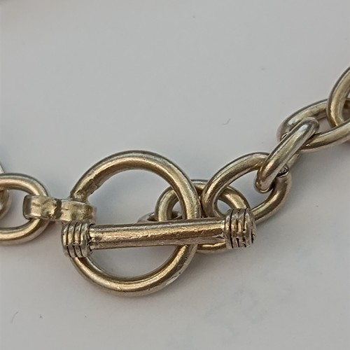Vintage Sterling Silver Rolo Bracelet Toggle Chain Chunky 7" Minimalist Timeless - Picture 9 of 15
