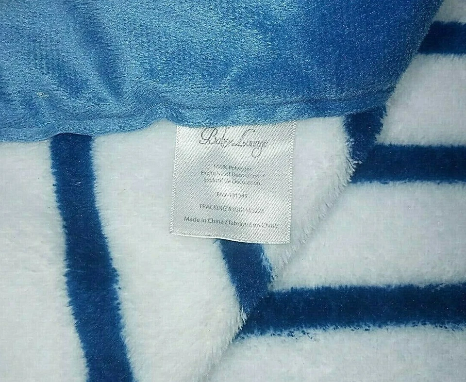 Manta ANCLA a rayas azul Baby Lounge suave polar 30x40 bordada Lovey usada en excelente estado Foto 2 de 3