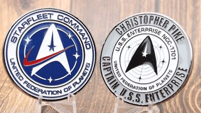 2  Captain Christopher Pike USS Enterprise Challenge Coin Star Trek Away Patch
