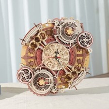 ROBOTIME Wall Clock 3D Wooden Puzzle Building Toys Gift for Adults Home Decor