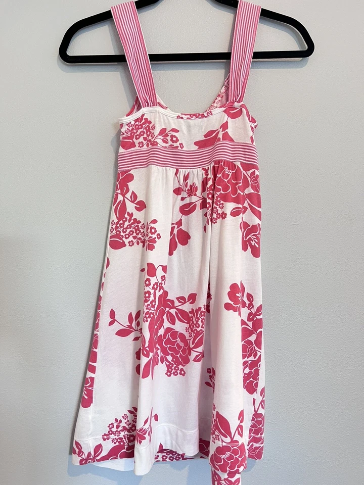 Vestido corto de punto floral rosa y blanco de verano Abercrombie para niñas XL Foto 3 de 4