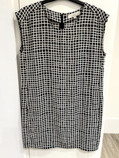 ANN TAYLOR LOFT Black & White Design Sleeveless Petite Shift Dress Sz MP