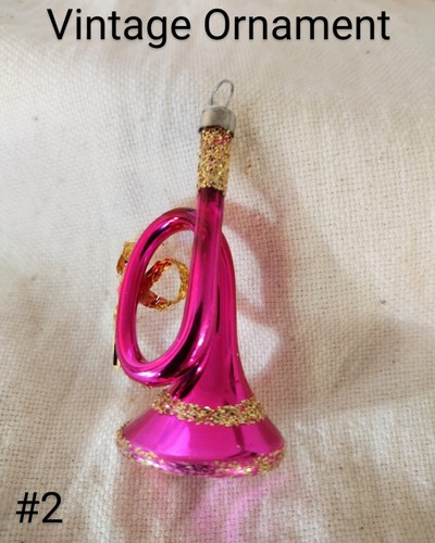 Rauch -1 adorno de árbol de cuerno de vidrio vintage rosa! - Imagen 2 de 4