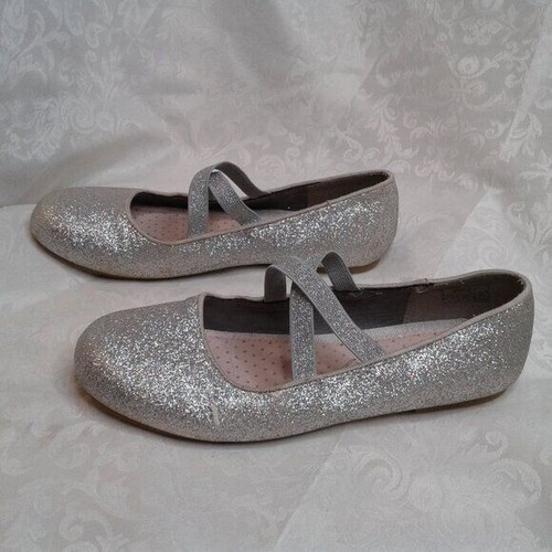 Dream Pairs Girls Sparkly Glitter Slip-On Ballerina Flats Silver Size 4 - Picture 3 of 11