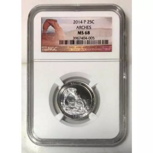 2014 Arches Quarter NGC MS68 ***Rev Tye's Coin Stache*** #4005115