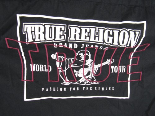 True Religion Button Up Jet Black SRS Shirt Men Large Long Sleeve 106525 - Picture 5 of 8