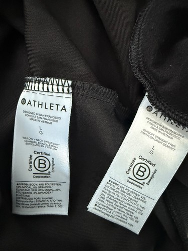 Conjunto de 2 piezas sudadera con cuello en V sauce Athleta pantalón recto suave marino para mujer talla L - Imagen 3 de 12