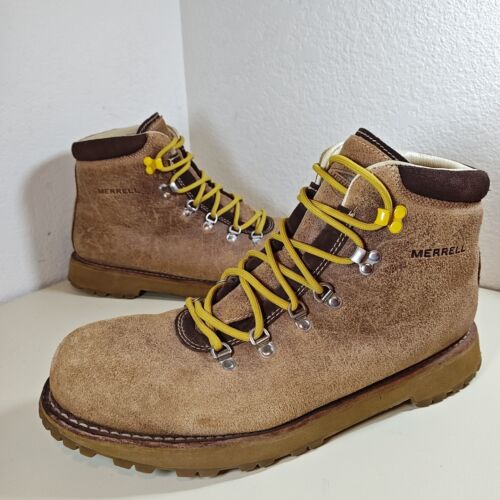 Merrell Men's Wilderness US Size 14 USA Suede Hiking Steel Brown Beige Boots