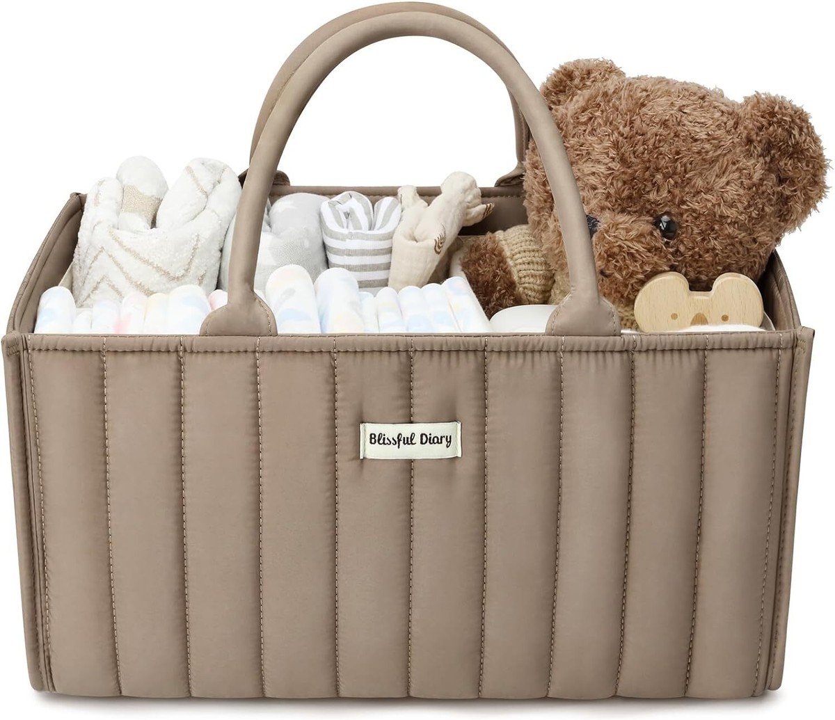 Blissful Diary Baby Diaper Caddy Basket, Stylish Mocha Brown